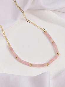 Rose Quartz Blush Necklace | Rose Quartz | 14K Gold Plated Brass
