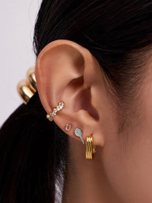 Tennis Your Way Flat Back Earring | 5A Grade Cubic Zirconia | Silver Rhodium Plated Brass