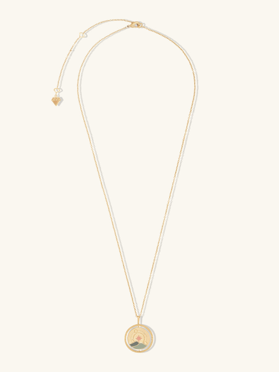 Milky Way Spinning Necklace | 5A Grade Cubic Zirconia/Enamel | 14K Gold Plated Brass