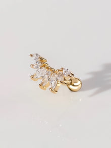 Sunrays Barbell Earring | 5A Grade Cubic Zirconia | 14K Gold Plated Brass