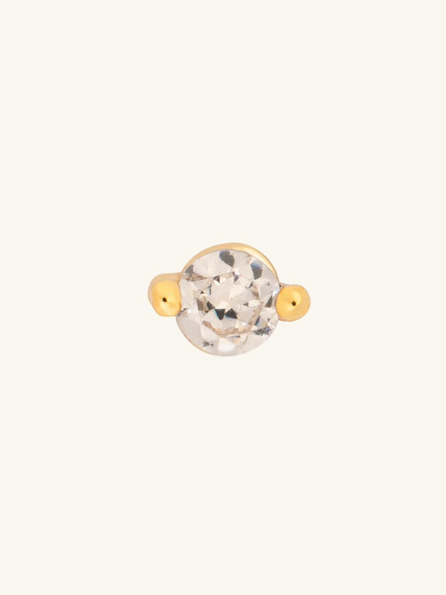 Diamante Barbell Earring | 5A Grade Cubic Zirconia | 14K Gold Plated Brass