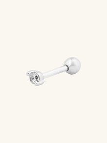 Diamante Barbell Earring | 5A Grade Cubic Zirconia | Silver Plated Brass