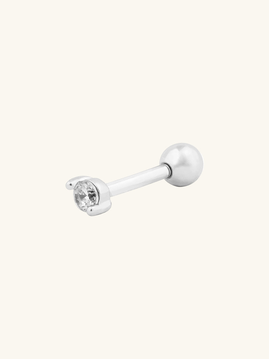Diamante Barbell Earring | 5A Grade Cubic Zirconia | Silver Plated Brass