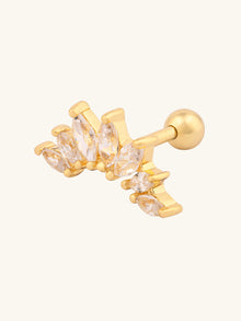 Sunrays Barbell Earring | 5A Grade Cubic Zirconia | 14K Gold Plated Brass
