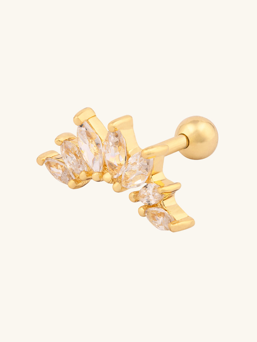 Sunrays Barbell Earring | 5A Grade Cubic Zirconia | 14K Gold Plated Brass