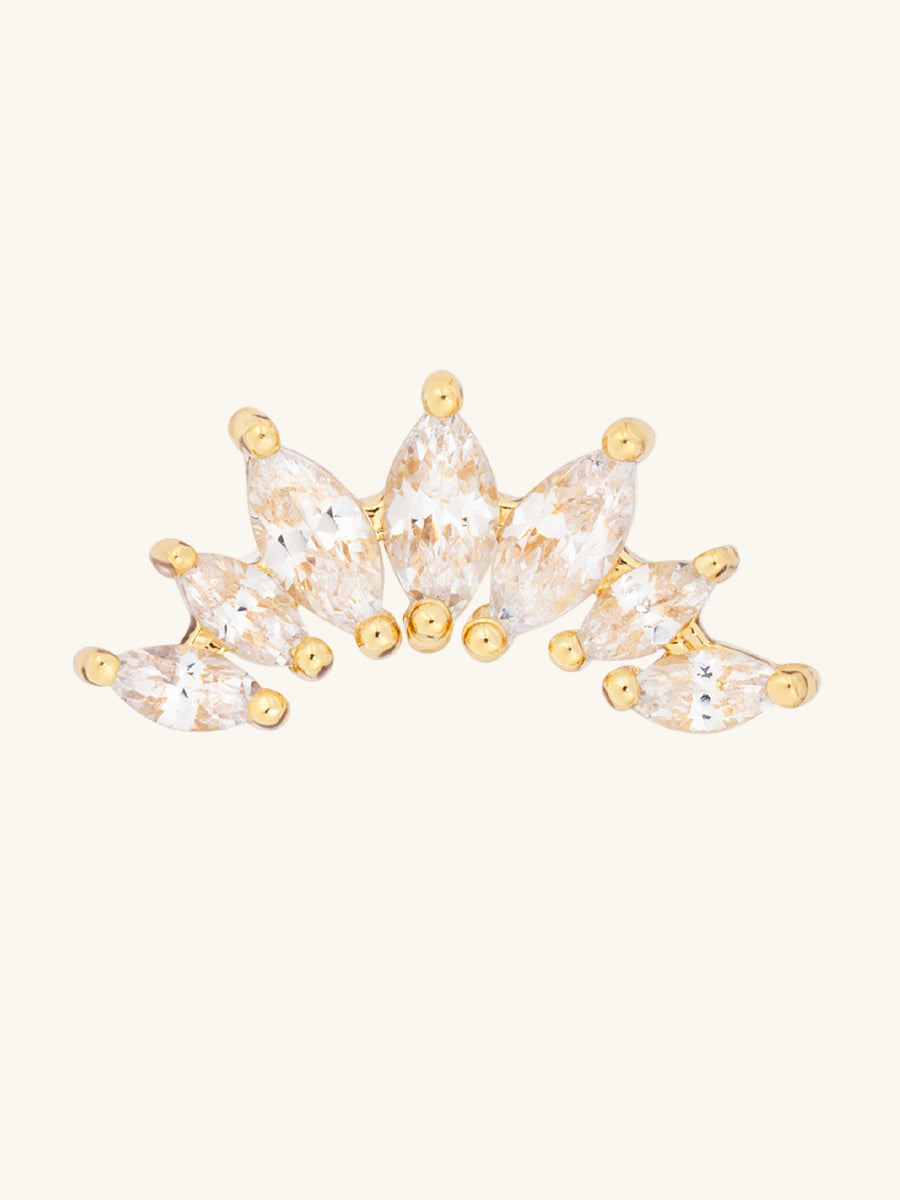 Sunrays Barbell Earring | 5A Grade Cubic Zirconia | 14K Gold Plated Brass