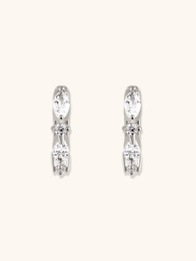 Marquise Pave 8mm Huggie Earrings | 5A Grade Cubic Zirconia | 14K Gold Plated Brass