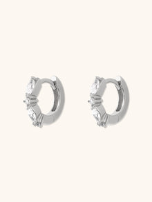 Marquise Pave 8mm Huggie Earrings | 5A Grade Cubic Zirconia | 14K Gold Plated Brass