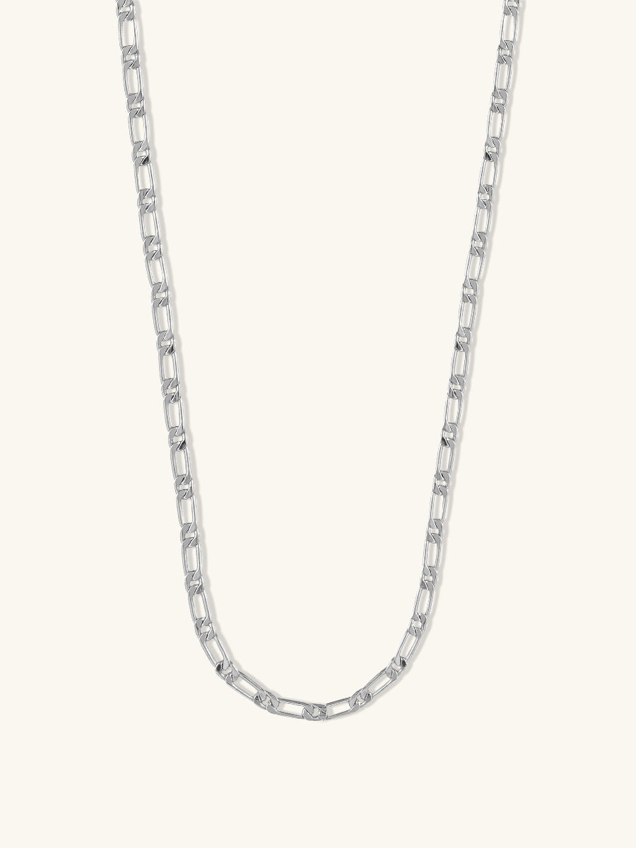 Figaro Chain Necklace | Silver Rhodium Plated Brass