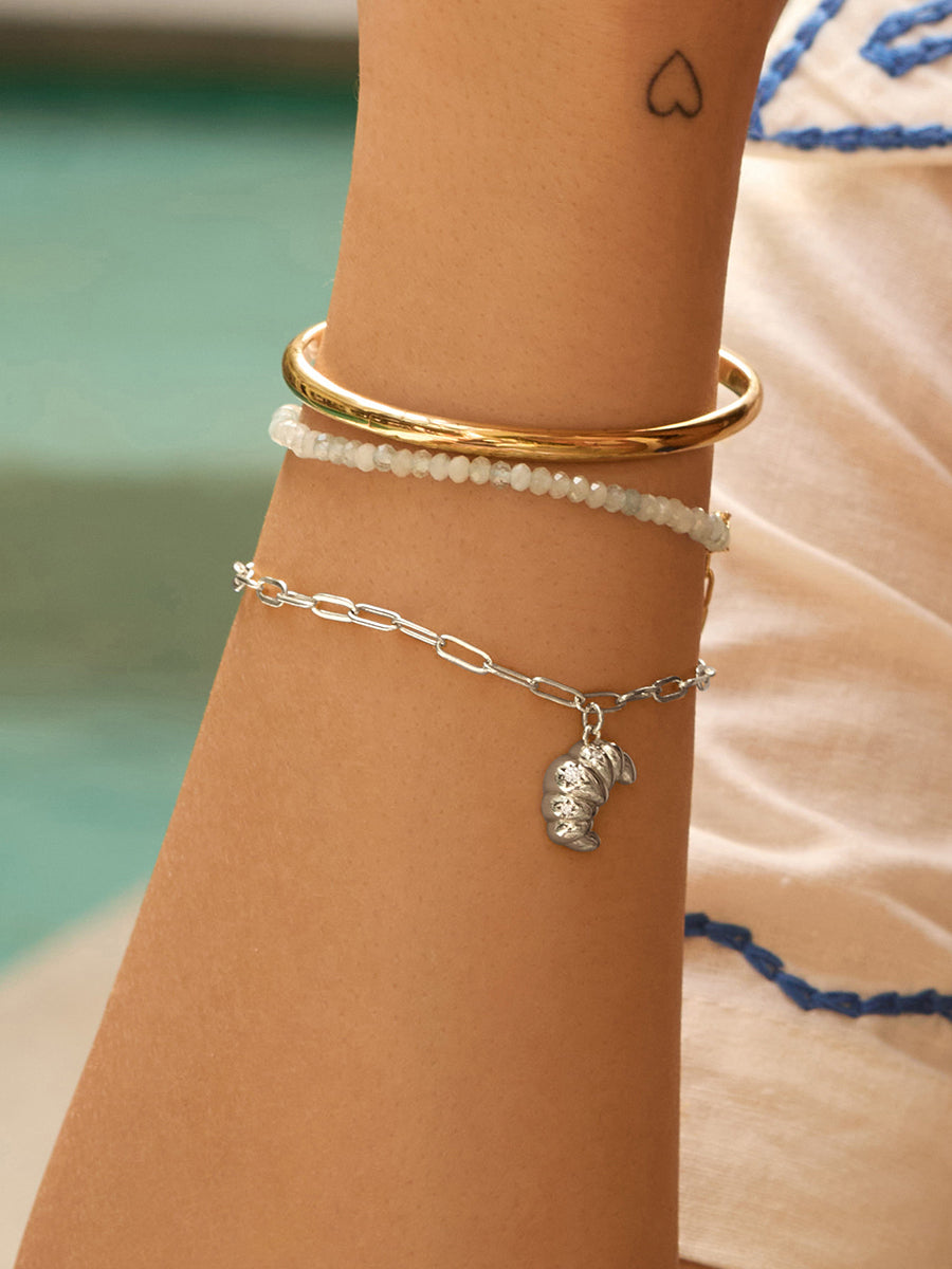 Croissant Bracelet | 5A Grade Cubic Zirconia | Silver Rhodium Plated Brass