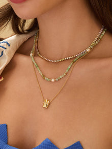 Fries Necklace | 5A Grade Cubic Zirconia | 14K Gold Plated Brass