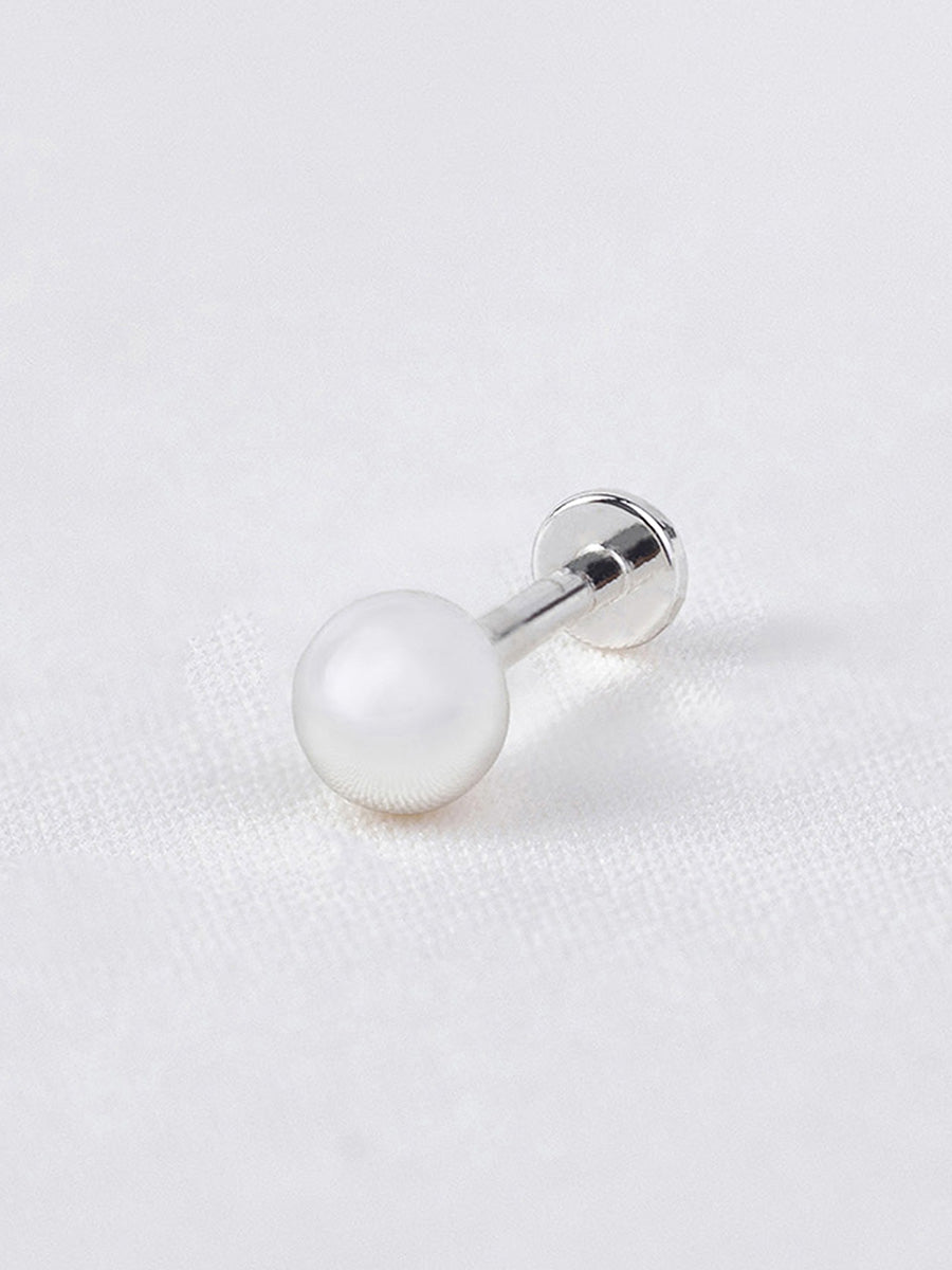 Classic 4mm Flat Back Earring | Silver Rhodium Plated Brass