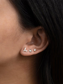 Dome Heart Flat Back Earring | Silver Rhodium Plated Brass