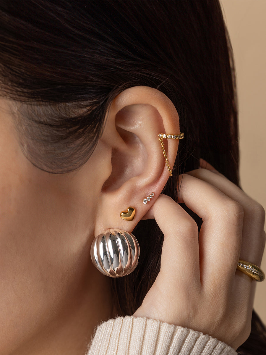 Dome Ripple 20mm Earrings | Silver Rhodium Plated Brass