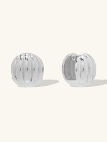 Dome Ripple 20mm Earrings | Silver Rhodium Plated Brass