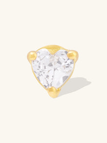 Heart 3mm Flat Back Earring | 5A Grade Cubic Zirconia | 14K Gold Plated Brass