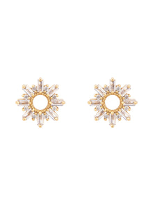 Sunseeker Baguette Earrings | 5A Grade Cubic Zirconia | 14K Gold Plated Brass