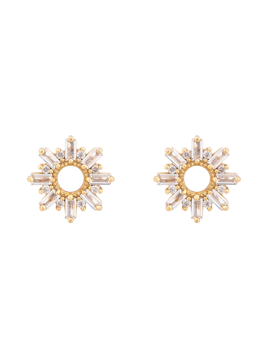 Sunseeker Baguette Earrings | 5A Grade Cubic Zirconia | 14K Gold Plated Brass