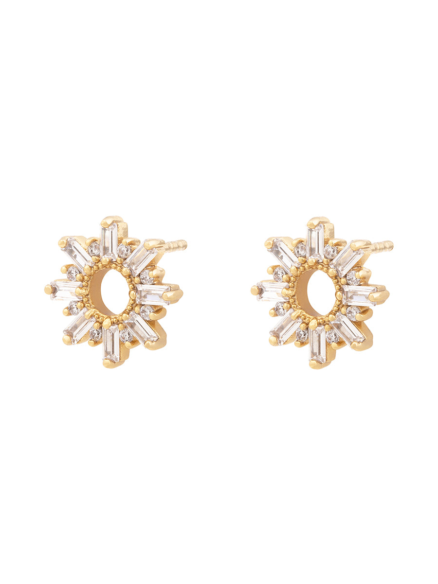 Sunseeker Baguette Earrings | 5A Grade Cubic Zirconia | 14K Gold Plated Brass