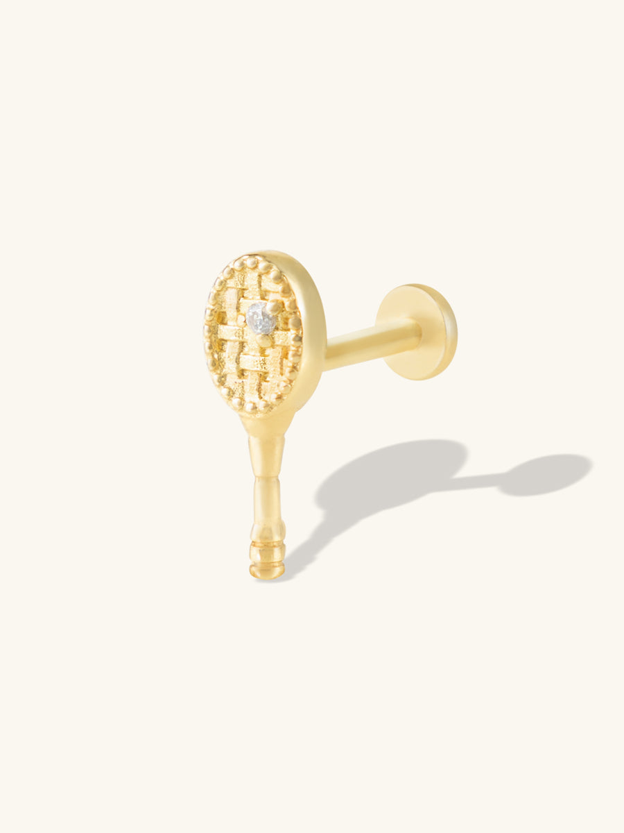 Tennis Your Way Flat Back Earring | 5A Grade Cubic Zirconia | 14K Gold Plated Brass