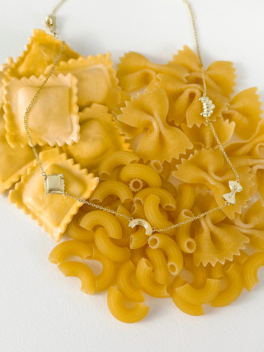 Food Party Charms Necklace | 5A Grade Cubic Zirconia | 14K Gold Plated Brass