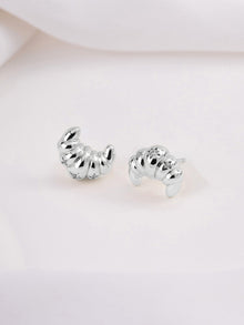Croissant Stud Earrings | 5A Grade Cubic Zirconia | Silver Rhodium Plated Brass
