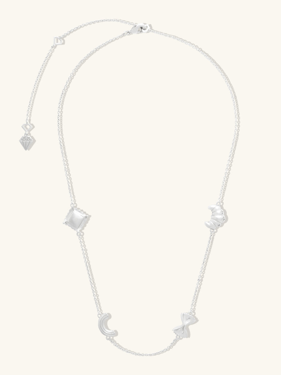 Food Party Charms Necklace | 5A Grade Cubic Zirconia | 14K Gold Plated Brass
