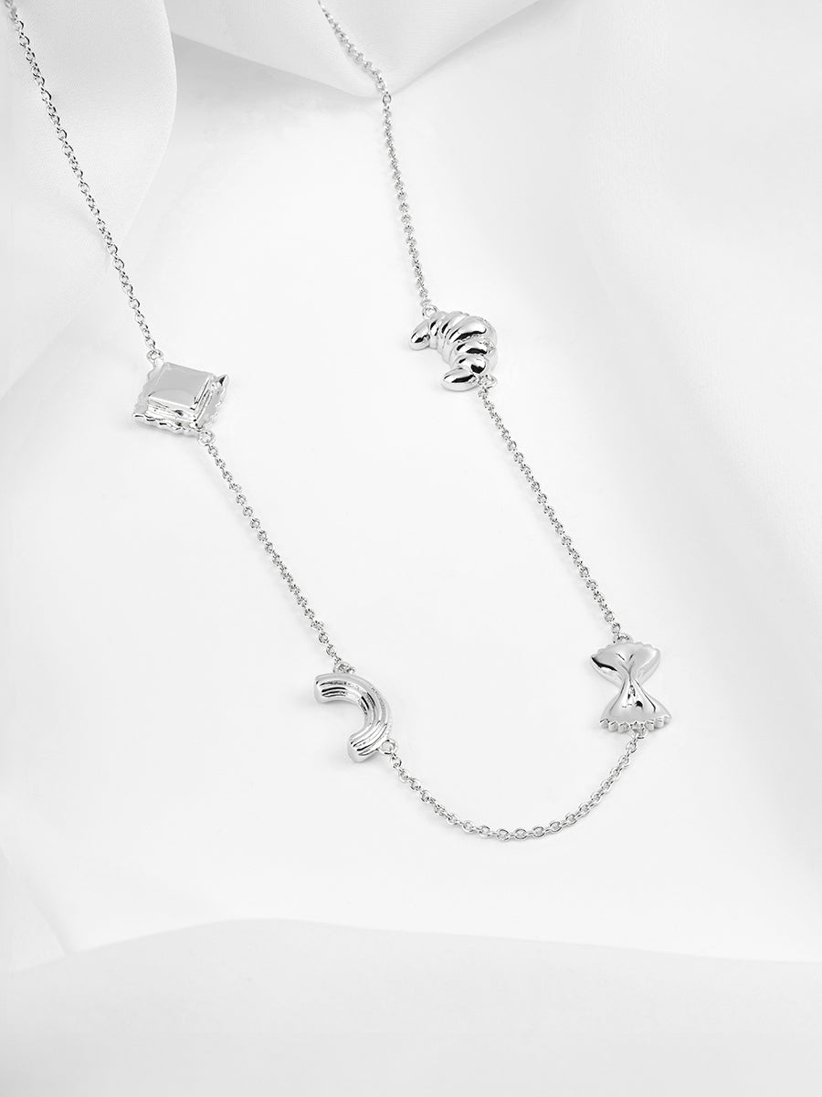 Food Party Charms Necklace | 5A Grade Cubic Zirconia | 14K Gold Plated Brass
