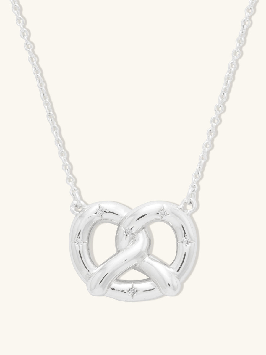 Pretzel Necklace | 5A Grade Cubic Zirconia | 14K Gold Plated Brass