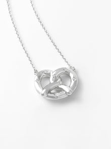 Pretzel Necklace | 5A Grade Cubic Zirconia | 14K Gold Plated Brass