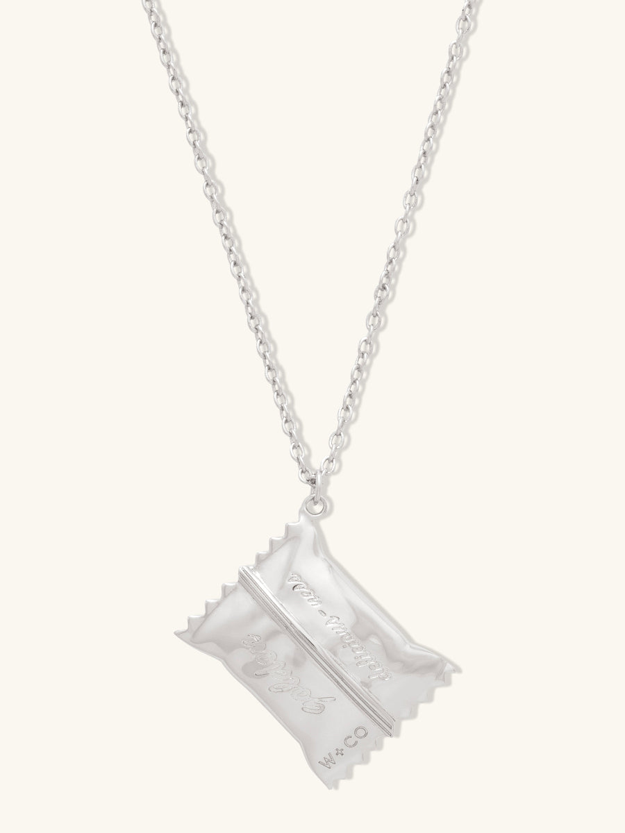 Bag of Chips Necklace | Silver Rhodium Plated Brass
