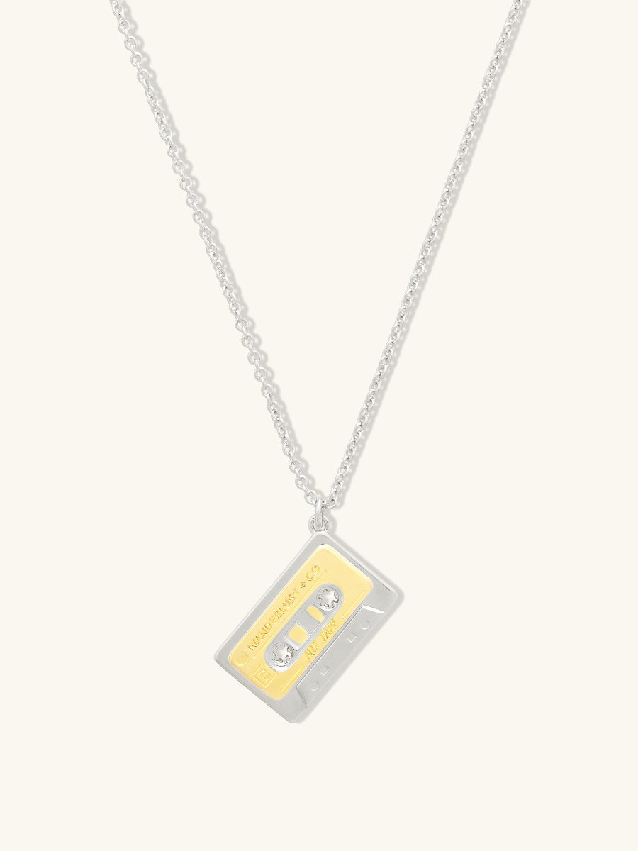 Cassette Necklace | 5A Grade Cubic Zirconia | Silver Rhodium Plated Brass