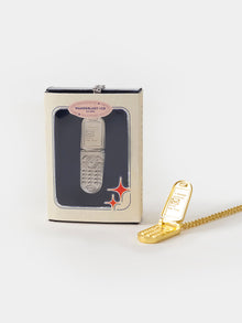 Flip Phone Locket Necklace | 5A Grade Cubic Zirconia | 14K Gold Plated Brass