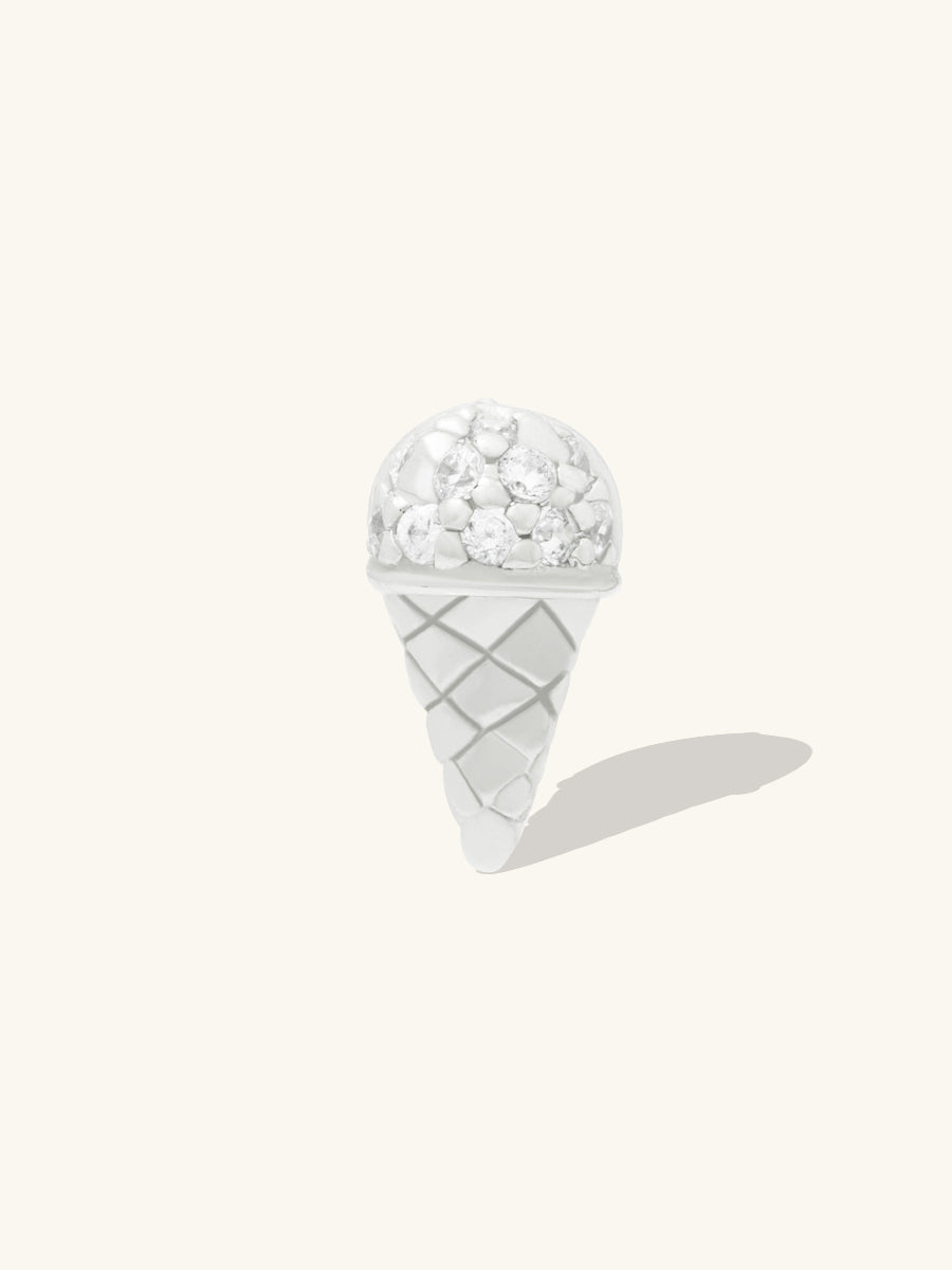 Ice Cream Flat Back Earring | 5A Grade Cubic Zirconia | Silver Rhodium Plated Brass
