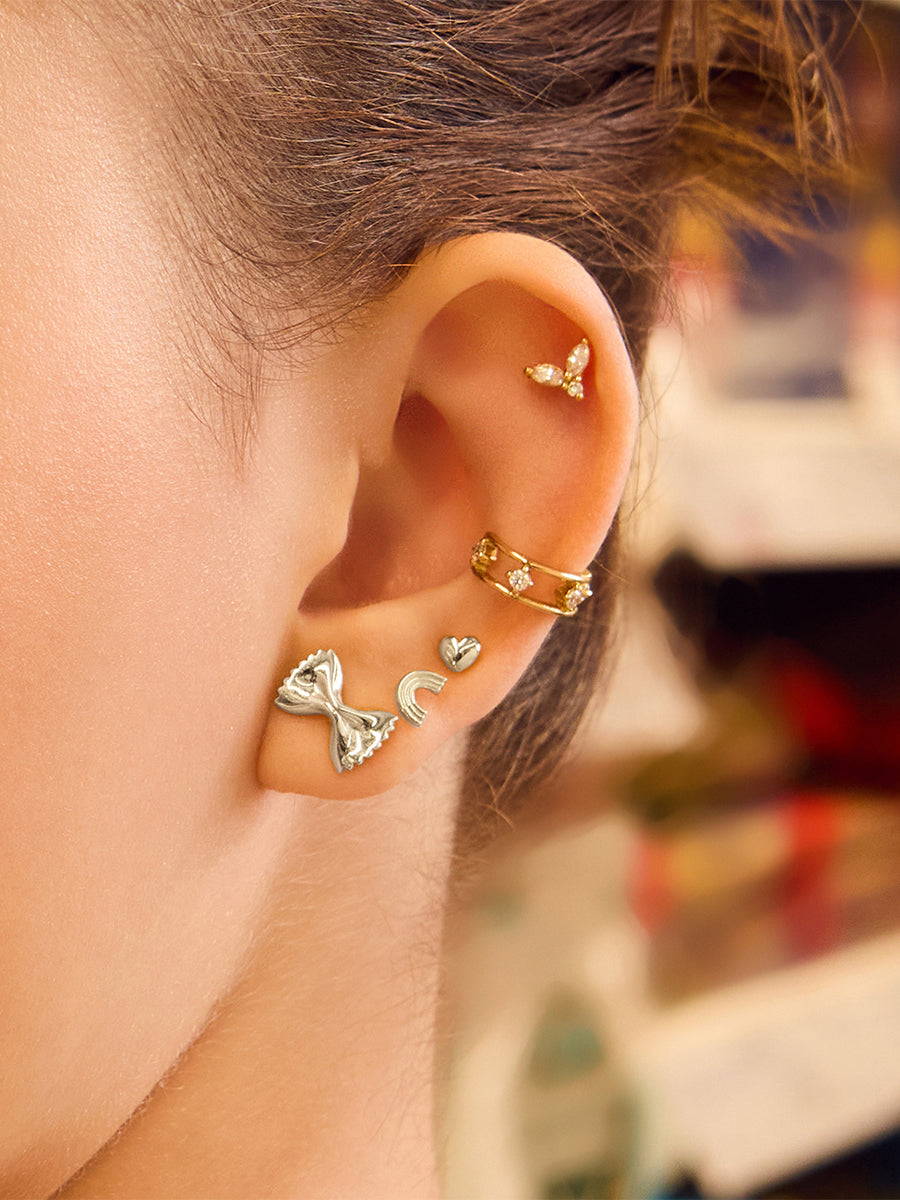 Rainbow Flat Back Earring | Silver Rhodium Plated Brass