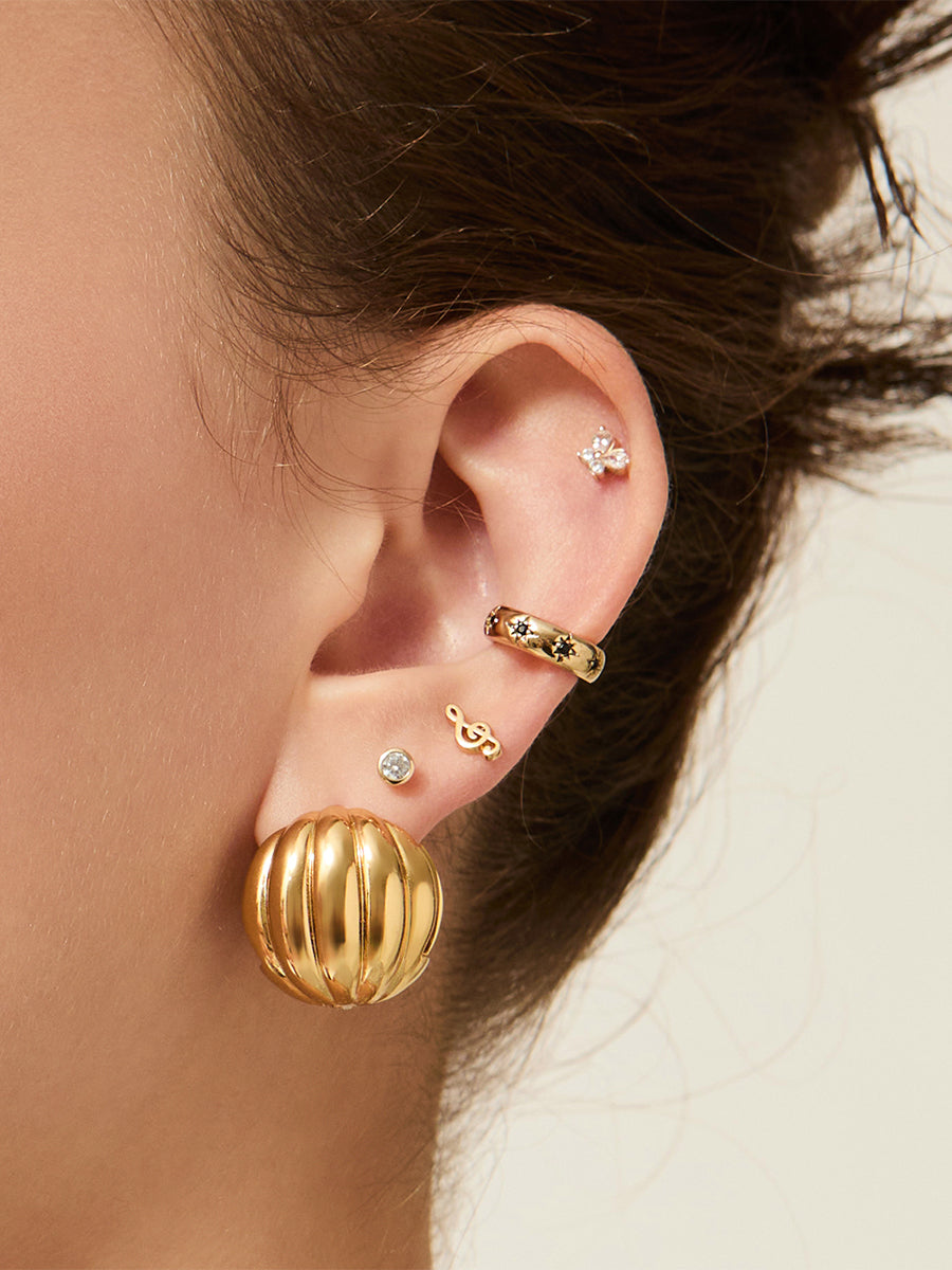 Treble Flat Back Earring | 14K Gold Plated Brass