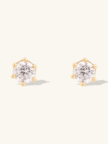 Brilliant 3mm Stud Earrings | 5A Grade Cubic Zirconia | 14K Gold Plated Brass