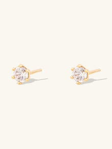 Brilliant 5mm Stud Earrings | 5A Grade Cubic Zirconia | 14K Gold Plated Brass