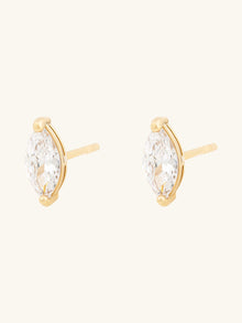 Marquise Stud Earrings | 5A Grade Cubic Zirconia | 14K Gold Plated Brass