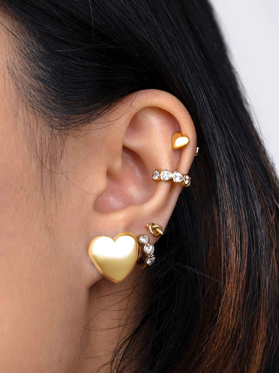Bubble Heart Stud Earrings | 14K Gold Plated Brass