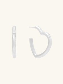 Hailey Heart Hoop Earrings | Silver Rhodium Plated Brass