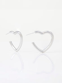 Hailey Heart Hoop Earrings | Silver Rhodium Plated Brass