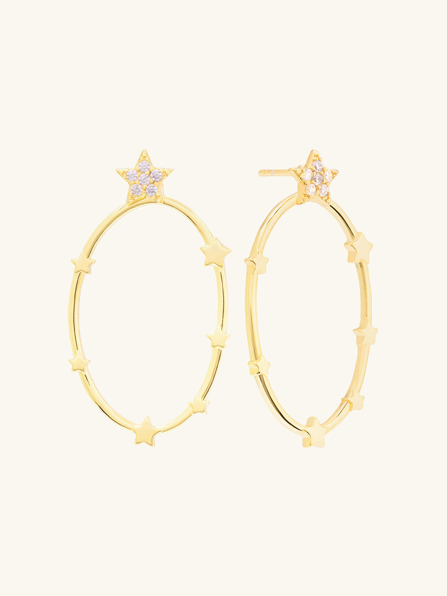 Astral Hoop Earrings | 5A Grade Cubic Zirconia | 14K Gold Plated Brass