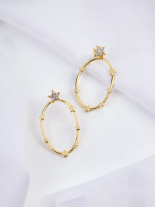 Astral Hoop Earrings | 5A Grade Cubic Zirconia | 14K Gold Plated Brass