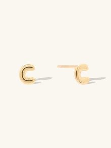 Alphabet Bubble Stud Earrings | 14K Gold Plated Brass