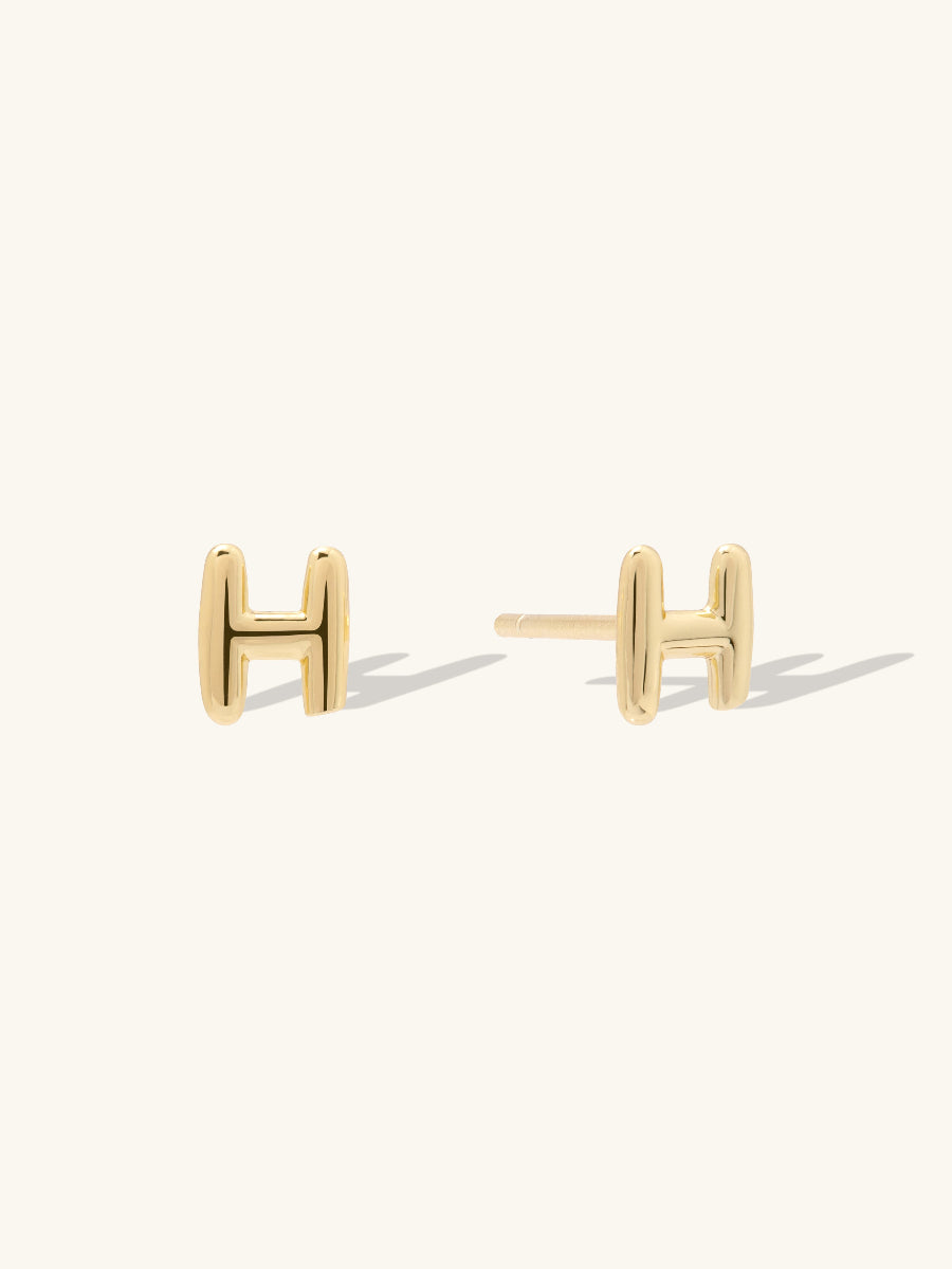 Alphabet Bubble Stud Earrings | 14K Gold Plated Brass