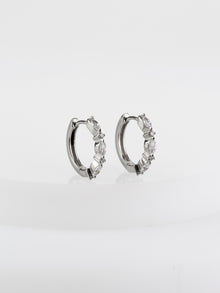 Marquise Pave 8mm Huggie Earrings | 5A Grade Cubic Zirconia | 14K Gold Plated Brass