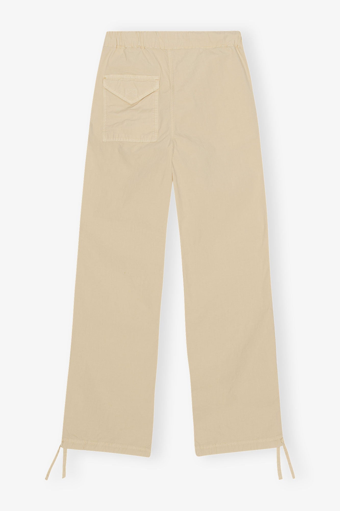 Washed Cotton Canvas Drawstring Trousers | Pale Khaki