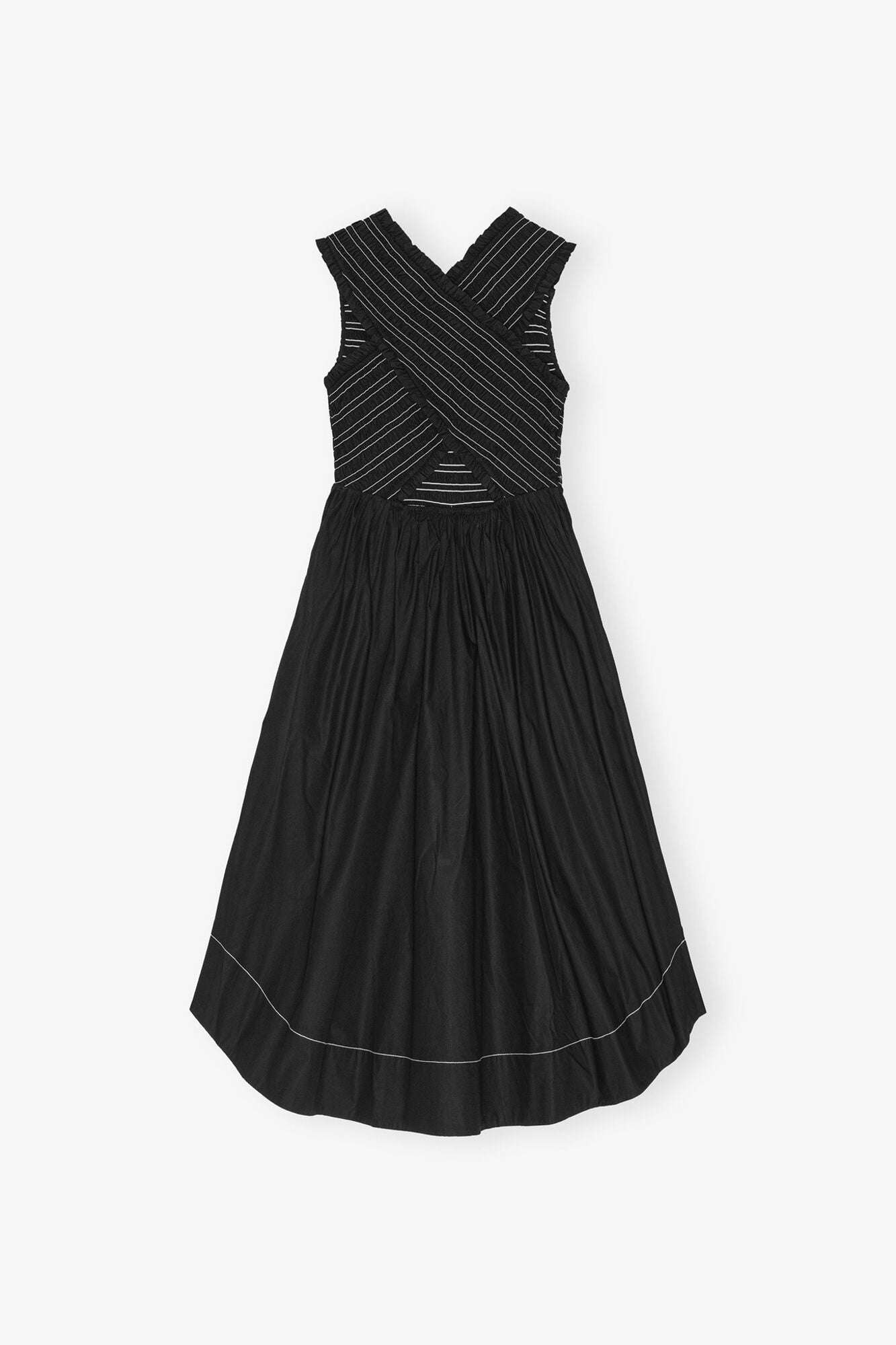 Washed Stretch Cotton Smock Midi Dress | Black