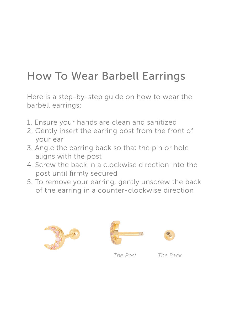 Trio Marquise Rainbow Barbell Earring | 5A Grade Cubic Zirconia | 14K Gold Plated Brass